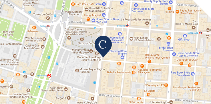 Map showing the Madrid office at Calle Serrano 26